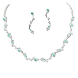108325, CUBIC ZIRCONIA LEAF SHAPE NECKLACE SET