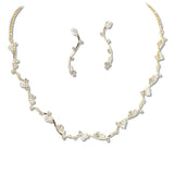 108325, CUBIC ZIRCONIA LEAF SHAPE NECKLACE SET