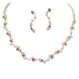 108325, CUBIC ZIRCONIA LEAF SHAPE NECKLACE SET