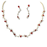 108325, CUBIC ZIRCONIA LEAF SHAPE NECKLACE SET
