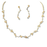 108325, CUBIC ZIRCONIA LEAF SHAPE NECKLACE SET