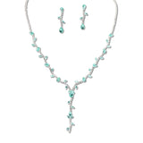 108326, CUBIC ZIRCONIA LEAF VINE SHAPE RHINESTONE NECKLACE SET