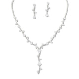 108326, CUBIC ZIRCONIA LEAF VINE SHAPE RHINESTONE NECKLACE SET