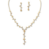 108326, CUBIC ZIRCONIA LEAF VINE SHAPE RHINESTONE NECKLACE SET
