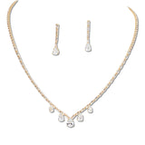 108329, TEARDROP BAGUETTE CUBIC ZIRCONIA ACCENT CRYSTAL RHINESTONE NECKLACE SET