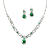 108115, TEARDROP CUBIC ZIRCONIA ACCENT CRYSTAL RHINESTONE NECKLACE SET