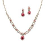 108115, TEARDROP CUBIC ZIRCONIA ACCENT CRYSTAL RHINESTONE NECKLACE SET