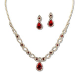 108115, TEARDROP CUBIC ZIRCONIA ACCENT CRYSTAL RHINESTONE NECKLACE SET