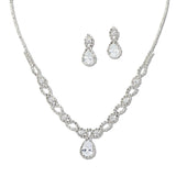 108115, TEARDROP CUBIC ZIRCONIA ACCENT CRYSTAL RHINESTONE NECKLACE SET