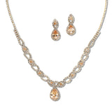 108115, TEARDROP CUBIC ZIRCONIA ACCENT CRYSTAL RHINESTONE NECKLACE SET