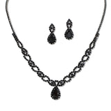 108115, TEARDROP CUBIC ZIRCONIA ACCENT CRYSTAL RHINESTONE NECKLACE SET