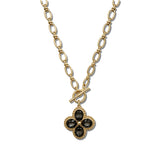 Quatrefoil Rhinestone Pendant Necklace – Gold/Black Diamond · NW20398BD_WT NW20398 BD