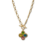 Quatrefoil Rhinestone Pendant Necklace – Gold/Multi · NW20398MU_WT NW20398 MU