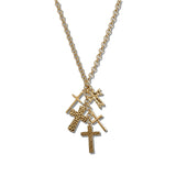 Assorted Cross Charm Cluster Necklace – Worn Gold · NW20404WG_WT NW20404 WG