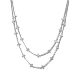Dainty Textured Cross Station Layered Necklace – Silver · NW73116SV_WT NW73116 SV