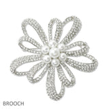 108397, FLOWER PEARL ACCENT CRYSTAL RHINESTONE BROOCH PIN