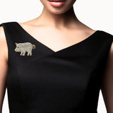 108390, PIG CRYSTAL RHINESTONE BROOCH PIN