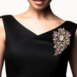108400, FLORAL LEAF CRYSTAL RHINESTONE BROOCH PIN