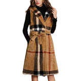 Hooded Plaid Faux Fur Vest – Tan · P6224TAN P6224 TAN