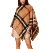Plaid Faux Fur Poncho – Tan · P6225TAN P6225 TAN