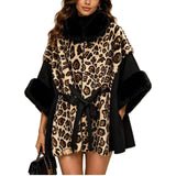 Faux Fur Trim Belted Vest – Black/Leopard · P6227BLACK P6227-BLACK