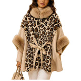 Faux Fur Trim Belted Vest – Khaki/Leopard · P6227KHAKI P6227-KHAKI