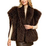 Shaggy Faux Fur Topper – Brown Green · P6229GREEN P6229-GREEN