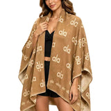 Graphic Pattern Open Front Knit Poncho – KHAKI · P6234KHAKI P6234-KHAKI