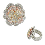 108113, ROSE FLOWER CRYSTAL EMBELLISHED STRETCH RING