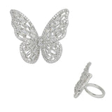 108047, BUTTERFLY BAGUETTE CUBIC ZIRCONIA ACCENT ADJUSTABLE RING