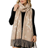 Patterned Knit Fringe Scarf – BEIGE · S5145BEIGE S5145 BEIGE