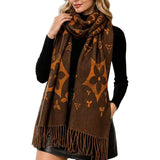 Patterned Knit Fringe Scarf – BRICK · S5145BRICK S5145 BRICK
