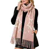 Patterned Knit Fringe Scarf – Pink · S5145PINK S5145 PINK