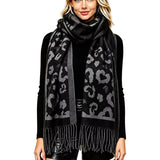 Spotted Pattern Knit Fringe Scarf – Black · S5151BLACK S5151 BLACK