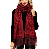 Spotted Pattern Knit Fringe Scarf – Default · S5151BURGUNDY S5151 BURGUNDY