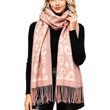 Spotted Pattern Knit Fringe Scarf – Pink · S5151PINK S5151 PINK