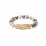 Sideways Cross Id Plate Bead Stretch Bracelet – Worn Gold/Lt. Multi · SB1270 LMUL SB1270 LMUL
