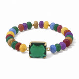 Faceted Square Stone Beaded Stretch Bracelet – Gold/Multi · SB1314BMUL_AVT SB1314 BMUL