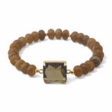 Faceted Square Stone Beaded Stretch Bracelet – Gold/Brown · SB1314BRW_AVT SB1314 BRW