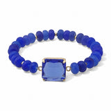 Faceted Square Stone Beaded Stretch Bracelet – Gold/Blue · SB1314CBLU_AVT SB1314 CBLU
