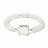 Faceted Square Stone Beaded Stretch Bracelet – Gold/Clear · SB1314CRY_AVT SB1314 CRY