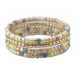 Opalescent Glass Seed Bead Stretch Bracelet Set – Gold/Natural Mix · SB1338NATMX_AVT SB1338 NATMX