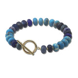 Resin Rondelle Bead Toggle Stretch Bracelet – Gold/Blue · SB1381CBLU_AVT SB1381 CBLU