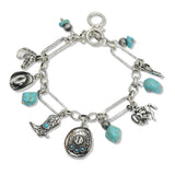 103817, WESTERN COWBOY HAT BOOTS RODEO HORSE CHARM BRACELET