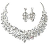 108464, MARQUISE TEARDROP ACCENT RHINESTONE EVENING NECKLACE SET