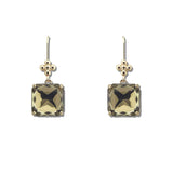 Cushion Cut Quatrefoil Dangle Earrings – Gold/Brown · SE1349BRW_AVT SE1349 BRW