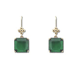 Cushion Cut Quatrefoil Dangle Earrings – Gold/Green · SE1349GRN_AVT SE1349 GRN