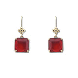 Cushion Cut Quatrefoil Dangle Earrings – Gold/Red · SE1349RED SE1349 RED