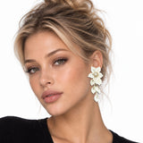 114822, PEARL FLOWER PETAL DROP EARRINGS