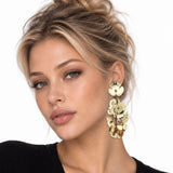 114824, OVERSIZED METAL BLOSSOM CLUSTER DANGLE EARRINGS